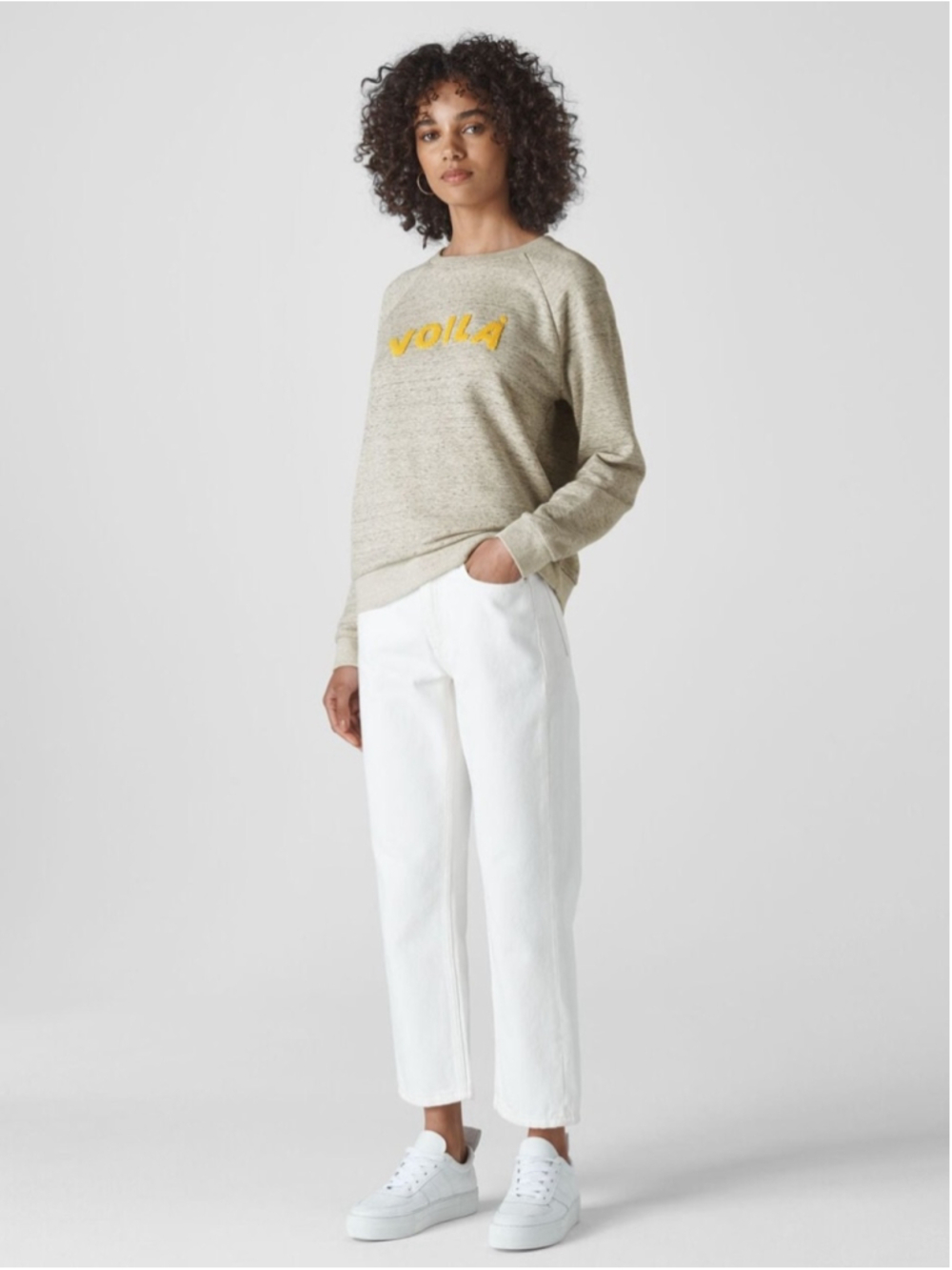 Whistles Voila Logo Pullover Sweatshirt with Yellow Script Medium
